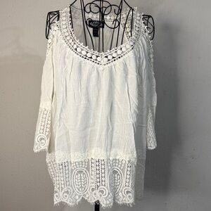 Oliver Women's Cold Shoulder Lace Top - Size L